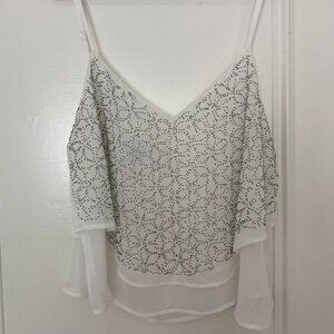 Bebe beaded white camisole tank
